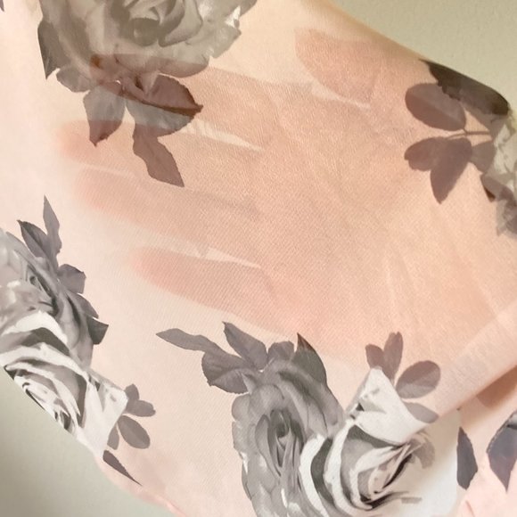 H&M Divided Women’s Baby Pink Grey Floral Chiffon Feel Kimono Top UK Size M - Picture 7 of 15